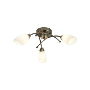 Searchlight Opera - plafondverlichting - Ø 50 x 15 cm - antiek messing en opaal