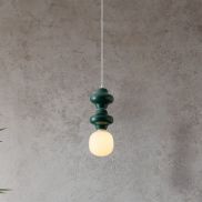 Nova Luce Clio - hanglamp - Ø 18 x 215 cm - jaspis, wit en opaalglas