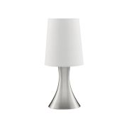 Searchlight Touch - tafellamp - 29,5 cm - 3 stappen dimbaar - satijn zilver en wit
