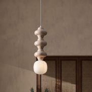 Nova Luce Clio - hanglamp - Ø 18 x 240 cm - geel en opaalglas
