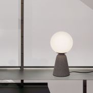 Nova Luce Zero - tafellamp - Ø 10 x 20 cm - grijs en opaal