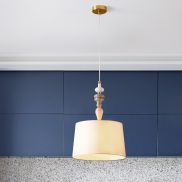 Nova Luce Damo - hanglamp - Ø 34 x 150 cm - antiek messing, zacht oranje en bruin