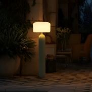 New Garden Phoebe 145 - oplaadbare vloerlamp op zonne-energie en op batterijen met afstandsbediening - Ø 45 x 143 cm - RGB + wit 5W LED incl. - IP65 - olijfgroen - 3000K