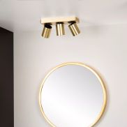 Lucide Nigel - opbouwspot - 30 x 10 x 11,5 cm - 3 x 5W dimbare LED incl. - dim to warm - goud