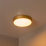 Lucide Unar - plafondverlichting - Ø 30 x 5 cm - 18W dimbare LED incl. -  3 stappen dimmer - mat goud
