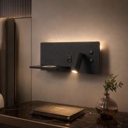 Artdelight WL Charge - Leeslamp met schakelaar, draadloos oplaadstation en USB - 8 x 30 x 12 cm - 3W+3W LED incl. - zwart