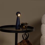 Lucide Ipsos - oplaadbare tafellamp - Ø 6 x 22 cm - 3W dimbare LED incl. - blauw