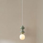 Nova Luce Clio - hanglamp - Ø 18 x 215 cm - groen, wit en opaalglas