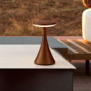 Nova Luce Elbo - oplaadbare tafellamp buiten - Ø 9 x 17 cm - 2W dimbare LED incl. - IP54 - corten