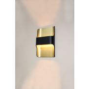 Artdelight Dallas - wandlamp - 16 x 7,8 x 24 cm - 2 x 8W dimbare LED incl. - IP65 - zwart & mat goud