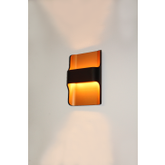 Artdelight Dallas - wandlamp - 16 x 7,8 x 24 cm - 2 x 8W dimbare LED incl. - IP65 - zwart & goud