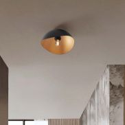Nova Luce Opsi - plafondlamp - Ø 30 x 15 cm - zandzwart en goud