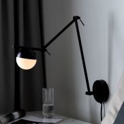 Nordlux Contina - wandverlichting met schakelaar - 73,6 x 12,5 x 37,2 cm - zwart en opaal wit