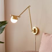 Nordlux Contina - wandverlichting met schakelaar - 73,6 x 12,5 x 37,2 cm - messing en opaal wit