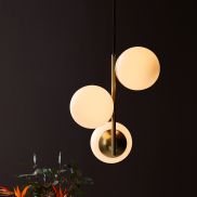Nordlux Lilly - hanglamp - Ø 32 x 36,5 cm - messing en opaal wit