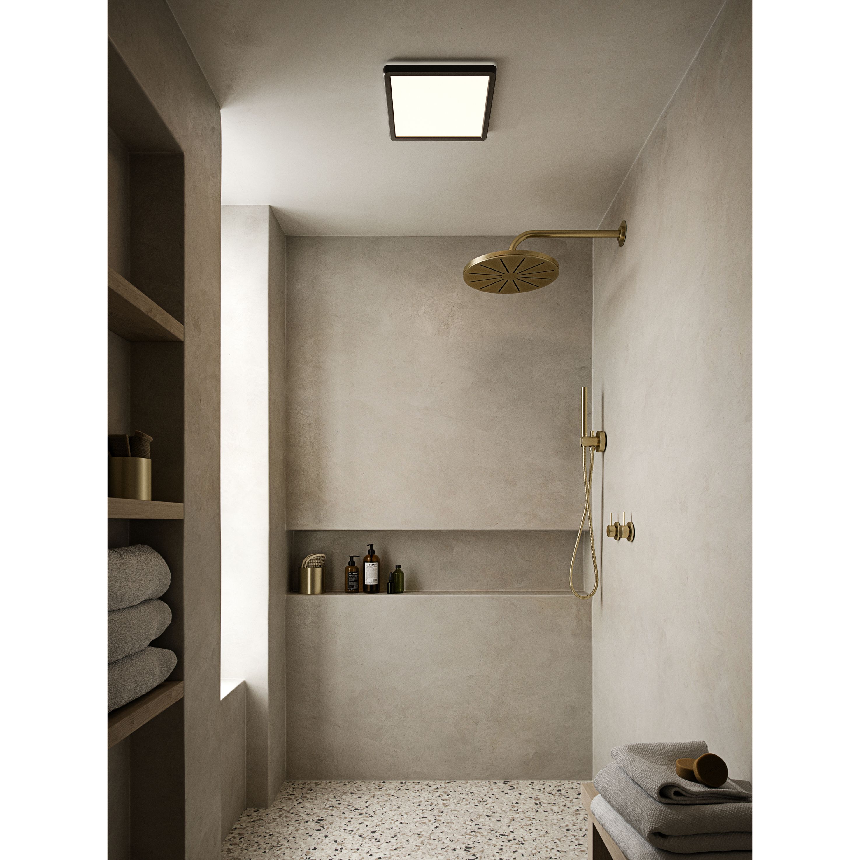 Nordlux Oja - badkamer plafondverlichting - 29,4 x 29,4 x 2,3 3 stappen Moodmaker SceneSelect functie - 14,5W LED incl. - IP54 - zwart | Lichtkoning