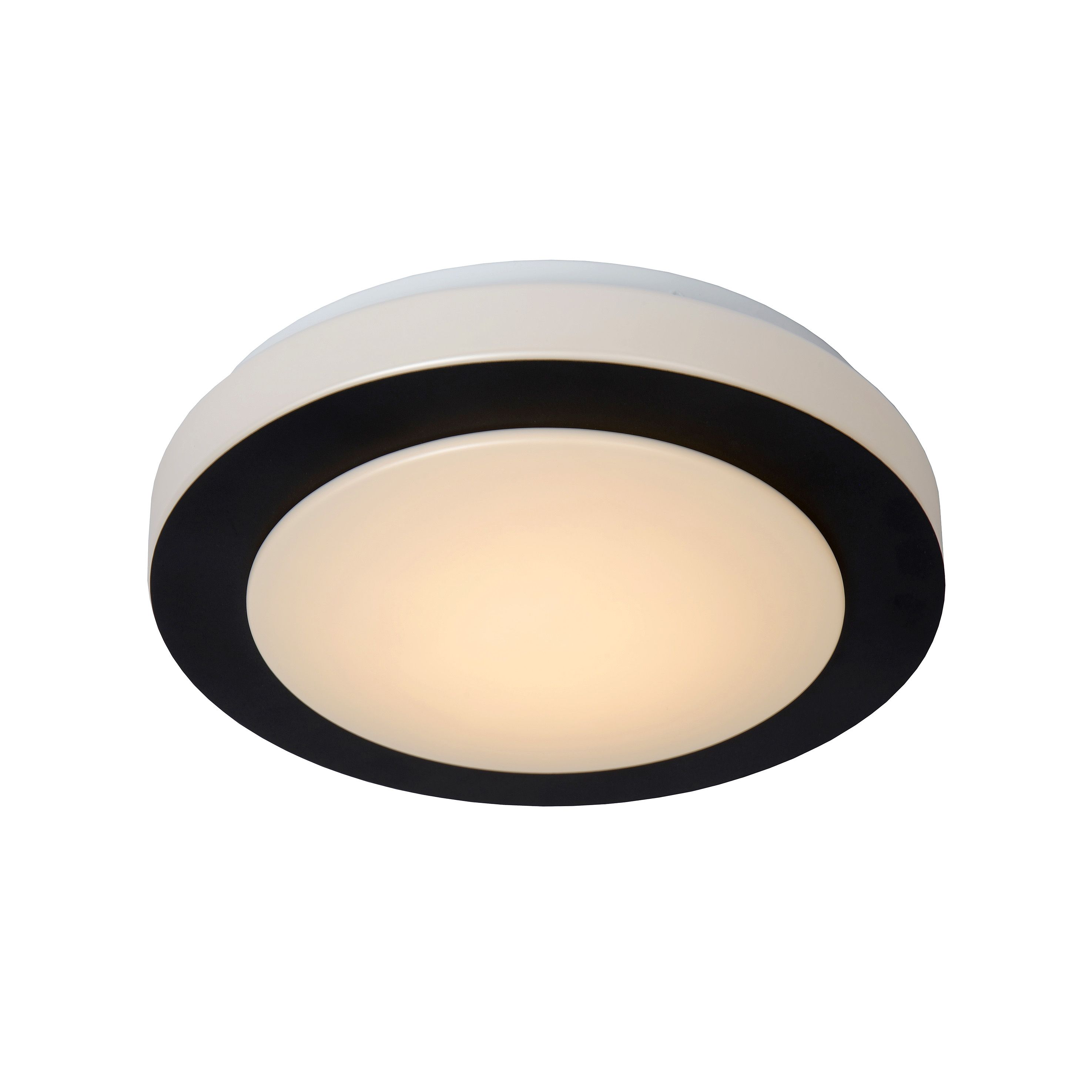 Wrak Ongunstig Actief Lucide Dimy - plafondlamp badkamer - Ø 28,6 x 8 cm - 12W dimbare LED incl.  - IP21 - zwart en opaal | Lichtkoning