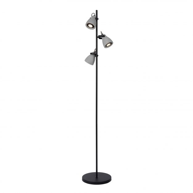 Lucide Concri LED - staanlamp - 160 cm - 3 x 5W LED incl. - zwart en grijs