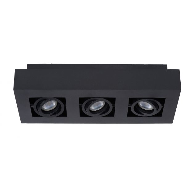 Lucide Xirax - opbouwspot 3L - 14 x 36 x 8 cm - 3 x 5W dimbare LED incl. - zwart