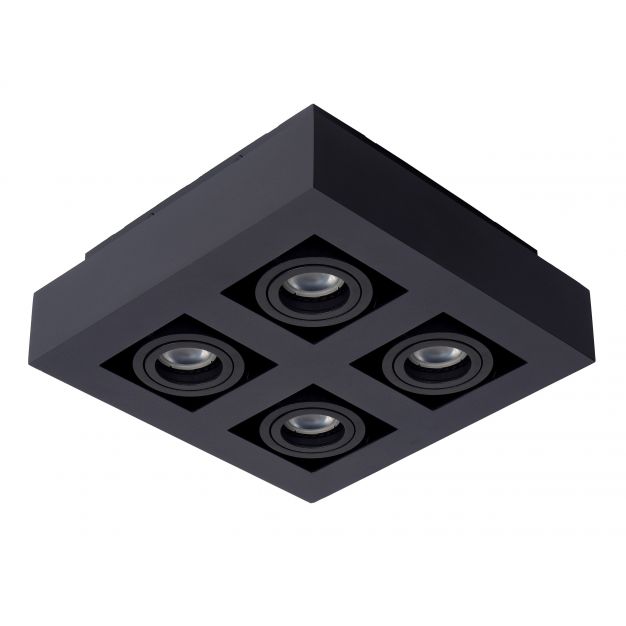 Lucide Xirax - opbouwspot 4L - 25 x 8 cm - 4 x 5W dimbare LED incl. - dim to warm - zwart