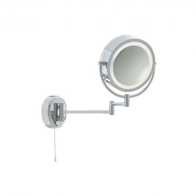 Searchlight Bathroom Mirrors - spiegel met verlichting en trekschakelaar - 38 x 33 cm - IP44 - chroom