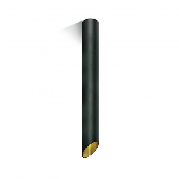 ONE Light Decorative Cut Cylinders - opbouwspot 1L - Ø 6 x 50 cm - zwart en goud