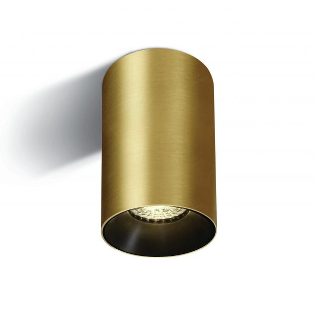 ONE Light Chill Out Cylinder GU10 - opbouwspot 1L - Ø 7,5 x 13,5 cm - geborsteld messing