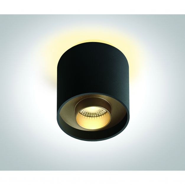 ONE Light Dark Light Cylinders - opbouwspot met verwisselbare reflectoren - Ø 7 x 8 cm - 8W LED incl. - zwart