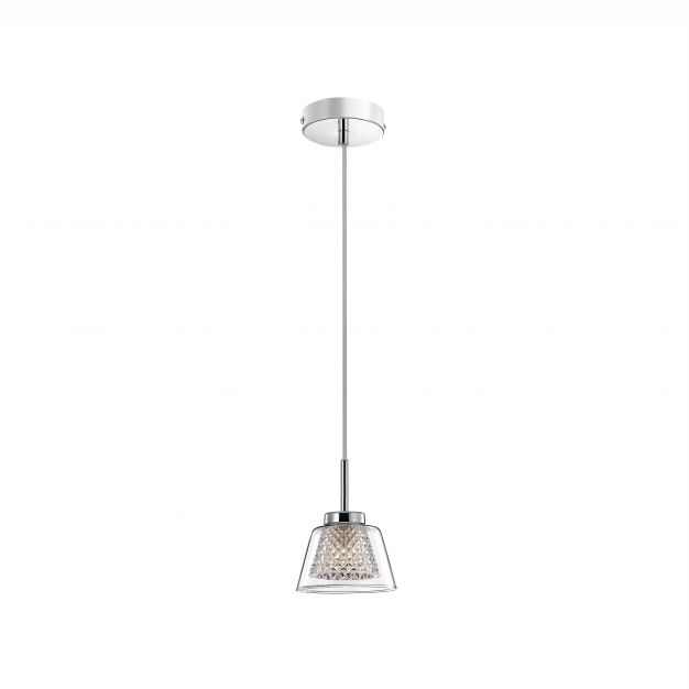 Nova Luce Boccale - hanglamp - Ø 12 x 120 cm - chroom en transparant  (stockopruiming!)