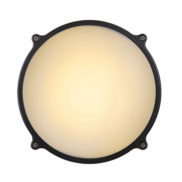 Lucide Hublot LED IR - wand/plafondlamp met bewegingssensor - Ø 24 x 8 cm - 26W LED incl. - IP65 - grijs