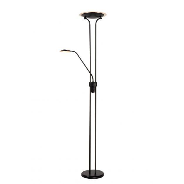 Lucide Champion - staanlamp - Ø 25,4 x 180 cm - 20W + 4W dimbare LED incl. - zwart