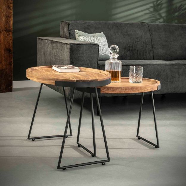 Vico Oval - bijzettafel - 66 x 47 x 48 cm - acaciahout