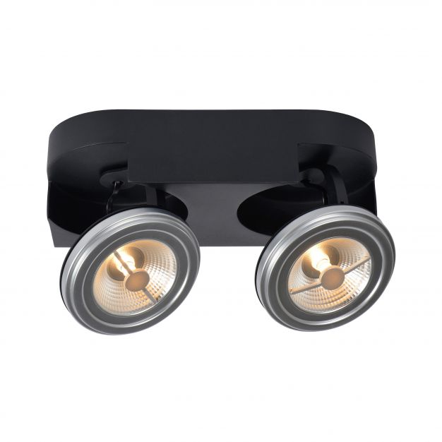 Lucide Versum AR111 - opbouwspot 2L - 15 x 30 x 11 cm - 2 x 10W dimbare LED incl. - zwart