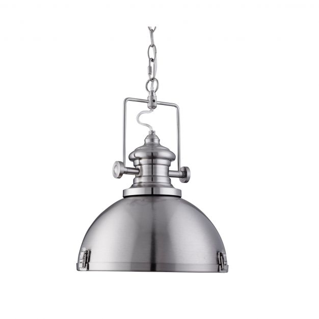 Searchlight Industrial Pendants - hanglamp - Ø 39 x 150 cm - satijn zilver