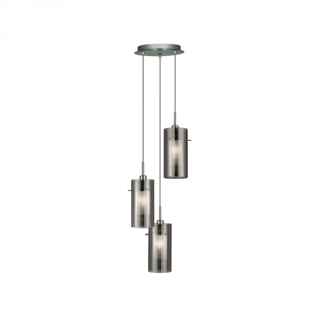 Searchlight Duo 2 - hanglamp - Ø 26 x 120 cm - gerookt en matglas