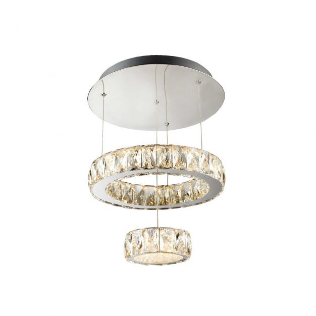 Searchlight Clover - hanglamp - Ø 35 x 70 cm - 28W LED incl. - chroom