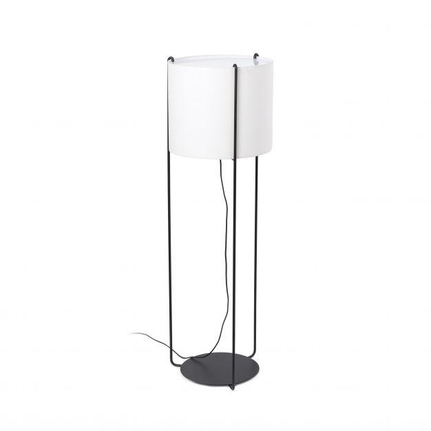 Faro Drum - staanlamp - 120 cm - zwart en beige