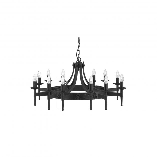 Searchlight Cartwheel - luster - Ø 105 x 248 cm - zwart
