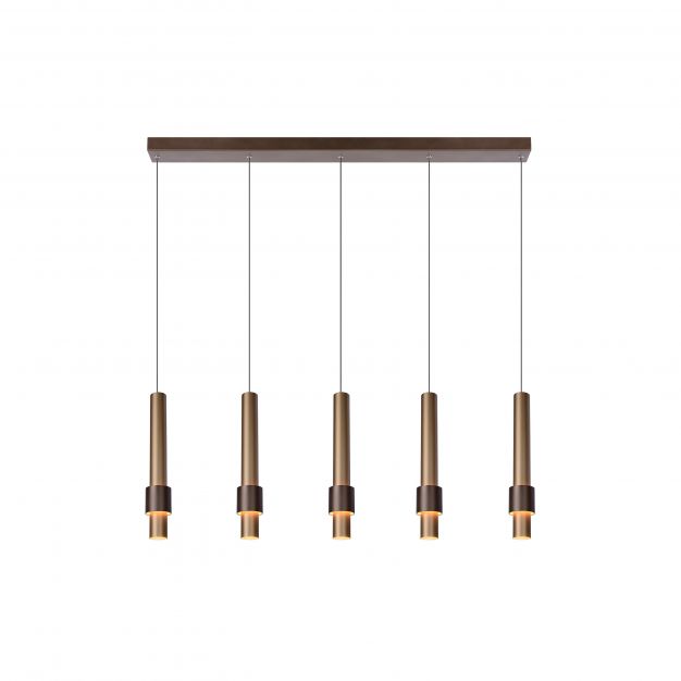 Lucide Margary - hanglamp - 103 x 8 x 169 cm - 5 x 22W LED incl. - koffie