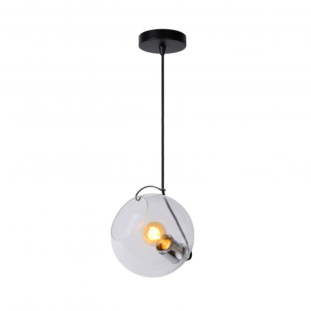 Lucide Jazzlynn - hanglamp - Ø 20 x 150 cm - zwart en transparant