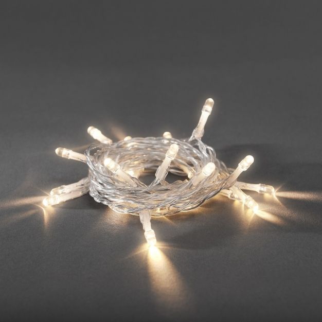 Konstsmide - LED-licht ketting op batterijen - 185 cm - 10 x 0,06W incl. - warmwitte lichtkleur - transparant