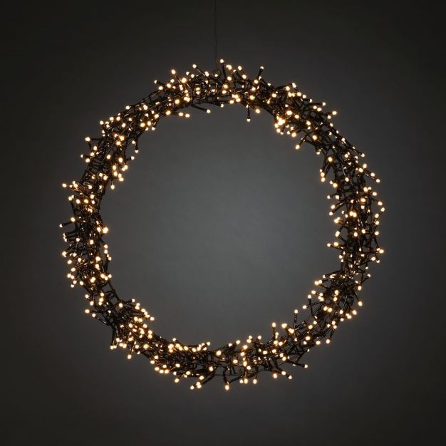 Konstsmide kerstverlichting - LED kerstkrans mat - Ø 50 x 5 cm - IP44 - zwart