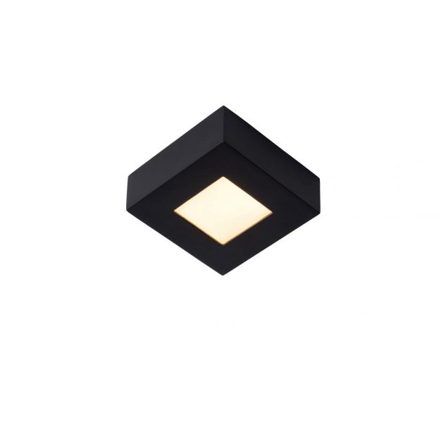 Lucide Brice-Led - plafondverlichting - 10,8 x 10,8 x 3,9 cm - 8W dimbare LED incl. - IP44 - zwart
