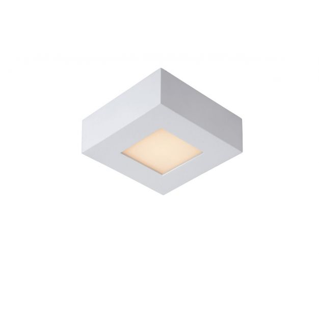 Lucide Brice-Led - plafondverlichting - 10,8 x 10,8 x 3,9 cm - 8W dimbare LED incl. - IP44 - wit 