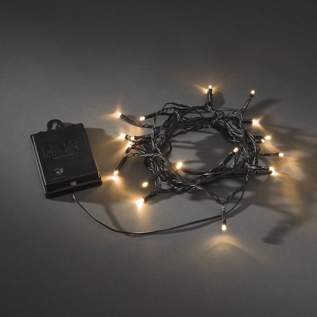 Konstsmide kerstverlichting - Micro LED licht set op batterijen - 2,40m -20 stuks - IP44 - zwart