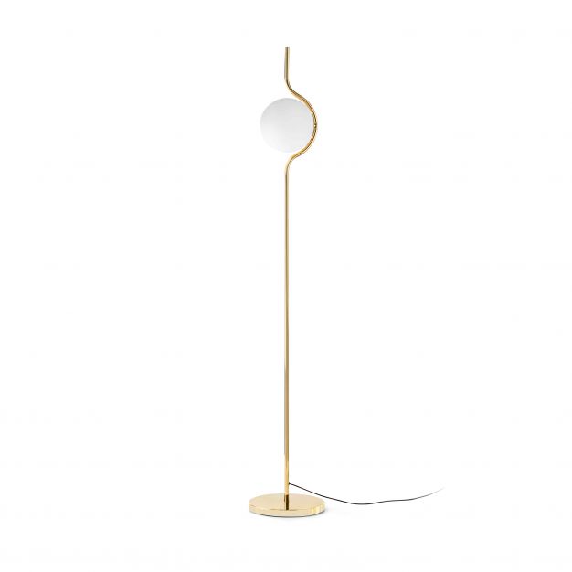 Faro Le Vita - staanlamp - 118 cm - 6W dimbare LED incl. - glanzend goud en opaal