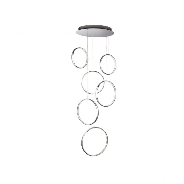 Searchlight Rings - hanglamp - Ø 46 x 180 cm - 56W LED incl. - chroom
