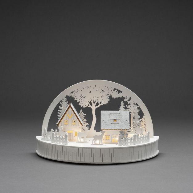 Konstsmide kerstverlichting - houten kersthuis - 30 x 15 x 18 cm - wit