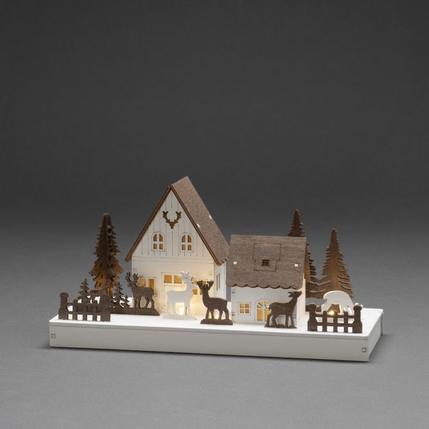 Konstsmide kerstverlichting - houten kersthuis - 28 x 11 x 14 cm - wit