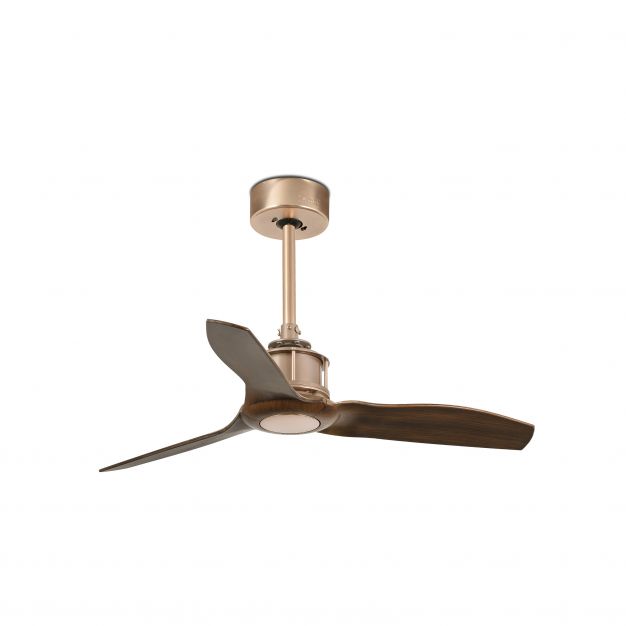 Faro Just Fan XS - plafondventilator met afstandsbediening - slimme ventilator - Ø 81 cm - donker bruin en koper